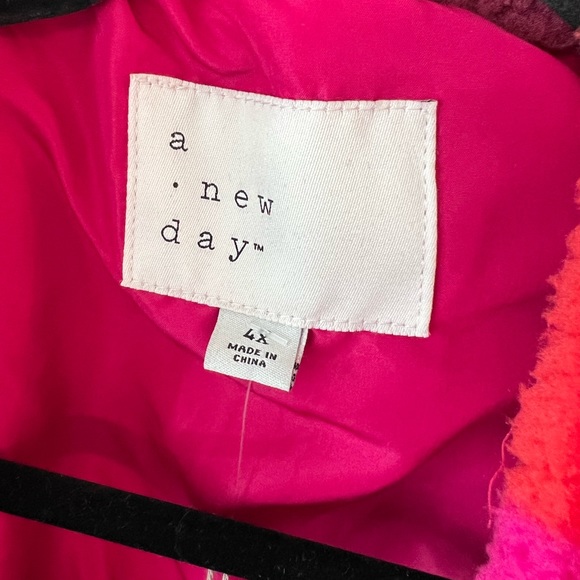 A NEW DAY | Women’s Plus Size Fleece Zip-Up Sweatshirt Plaid Pattern (4X) - Picture 4 of 11